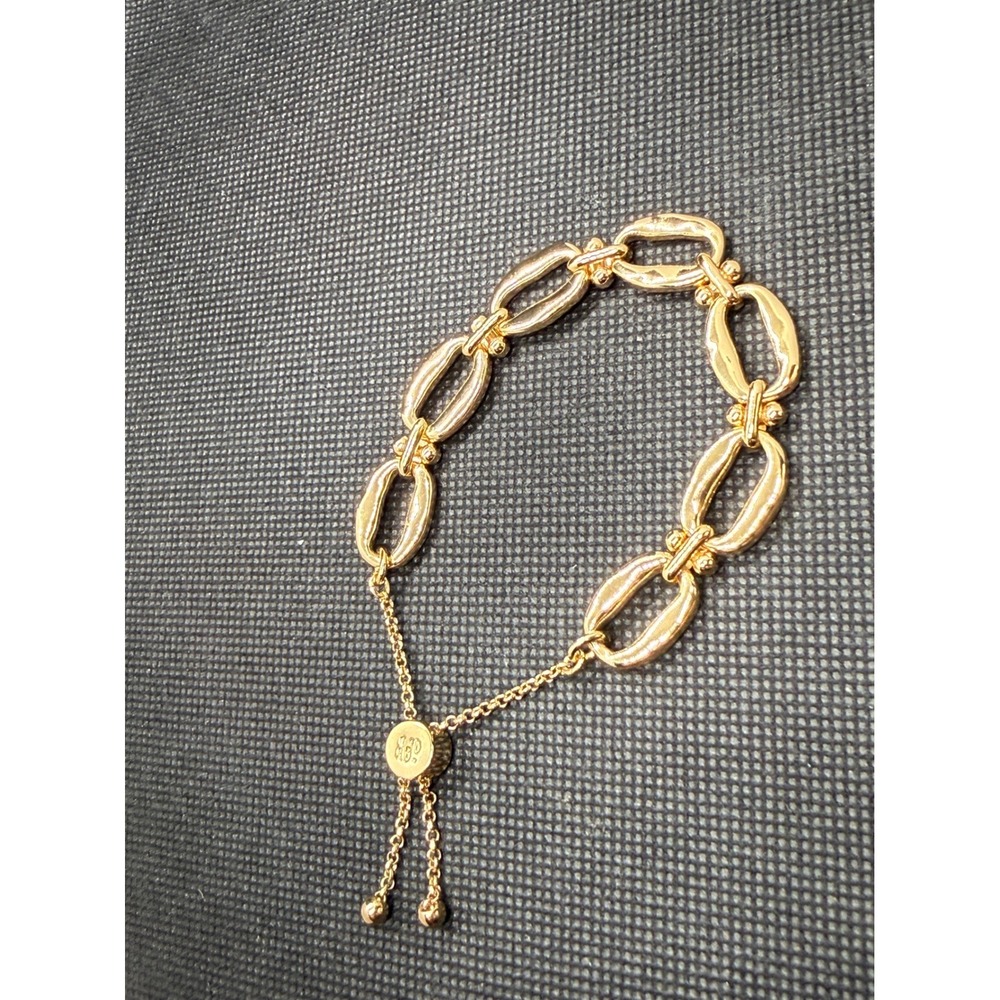 BP. Gold Tone Hammered Oval Link Bolo Bracelet Adjustable Sliding Closure